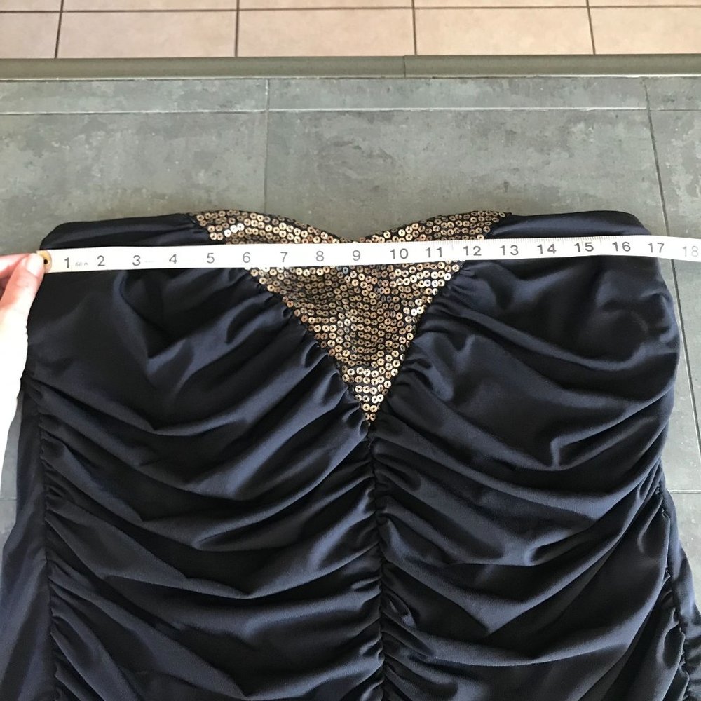 Vintage Torrid Strapless Black Ruched Sleeveless Tube Top Gold Sequin 1X - Picture 4 of 6
